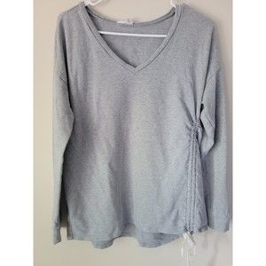 Loft Lounge Womens Cinch Side Top Size Large Grey Long Sleeve